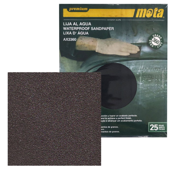Mota Pack de 25 feuilles de papier de verre à l'eau grain 1000 Mota Pack de 25 feuilles de papier de verre à l'eau grain 1000