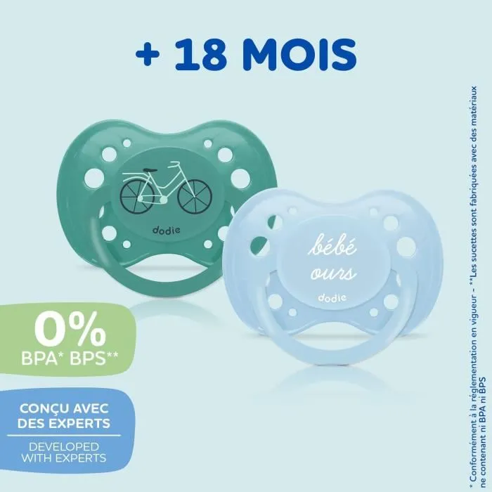 Dodie Sucette Anatomique en Silicone Réversible Anti-irritation Aérée - Lot de 3 - Bébé Ours - Pour Bébés de +18 mois - Sans BPA et S Dodie Sucette Anatomique en Silicone Réversible Anti-irritation Aérée - Lot de 3 - Bébé Ours - Pour Bébés de +18 mois - Sans BPA et S