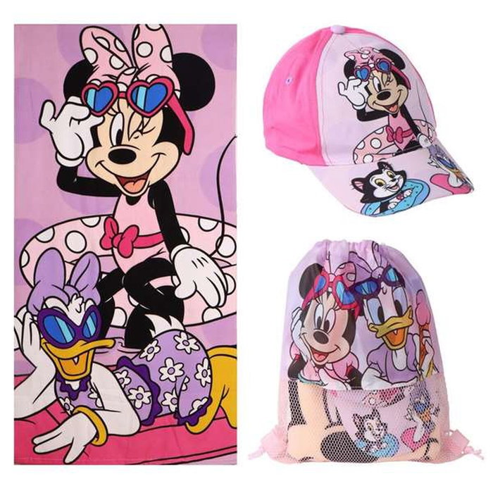 Minnie Mouse Ensemble Serviette, Sac et Casquette Rose