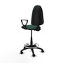 Tabouret Aýna taburete Contact permament de base Tissu Vert foncé Structure polyamide noire Accoudoirs fixes Sans appui-tête Roulettes en nylon 50 mm