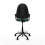 Tabouret Aýna taburete Contact permament de base Tissu Vert foncé Structure polyamide noire Accoudoirs fixes Sans appui-tête Roulettes en nylon 50 mm