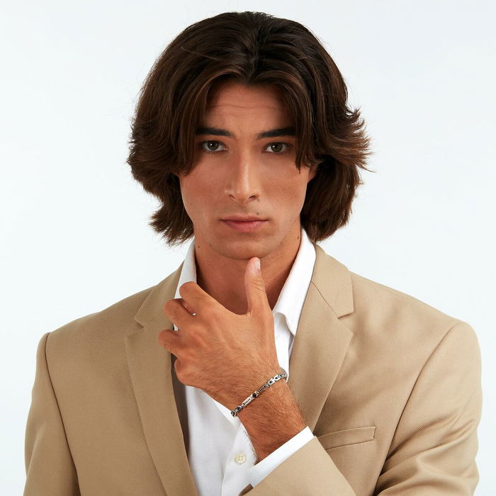 Bracelet Homme Maserati Acier inoxydable 21,5 cm Argenté