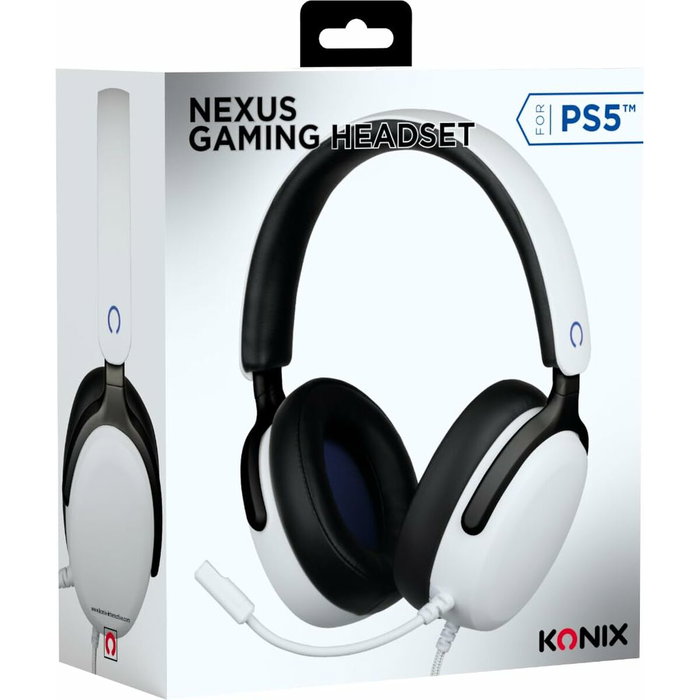 Konix Nexus PS5 Casque Gaming Blanc avec Haut-parleurs 40 mm