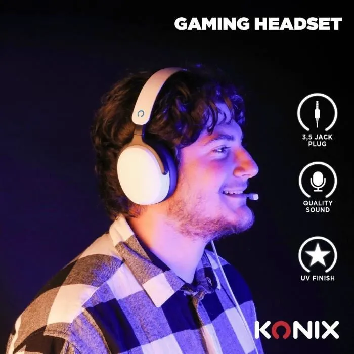 Casque gaming Konix Nexus PS5, circum-aural, haut-parleurs 40 mm, microphone intégré, câble 1,5 m, pour console PlayStation 5 et autres appareils Casque gaming Konix Nexus PS5, circum-aural, haut-parleurs 40 mm, microphone intégré, câble 1,5 m, pour console PlayStation 5 et autres appareils