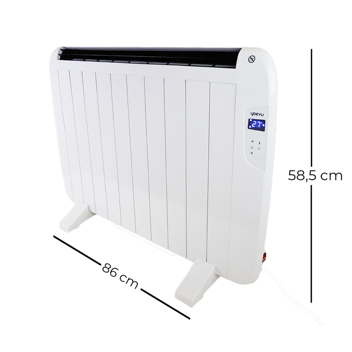 Yoevu Radiateur Électrique 1500W 10 Éléments WiFi Blanc - App, Alexa, Google Home, Programmateur, LCD