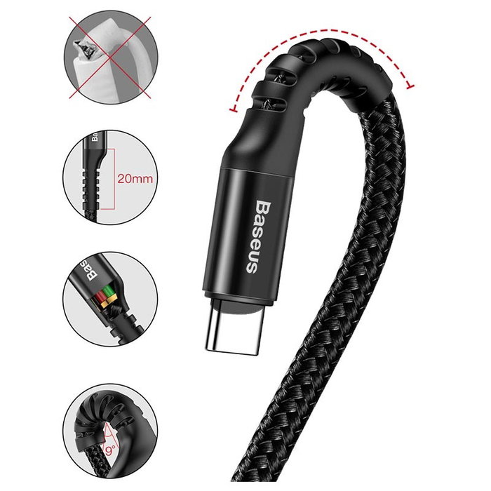 BASEUS Câble USB A vers USB C 1m 2A Charge Rapide Spirale