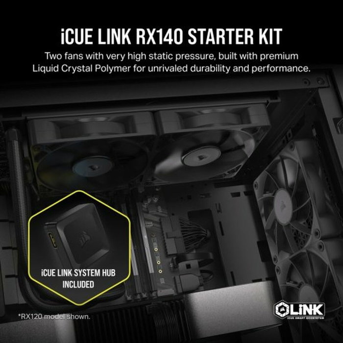 Corsair Kit de démarrage ventilateurs PWM 140 mm iCUE LINK RX140 CO-9051012-WW, Noir