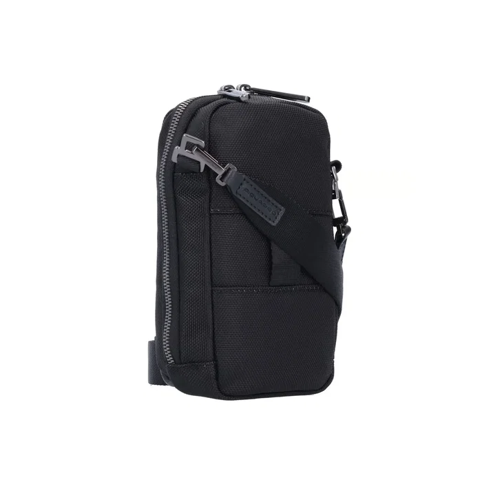 Piquadro Brief 2 Sac bandoulière en nylon et cuir noir Piquadro Brief 2 Sac bandoulière en nylon et cuir noir