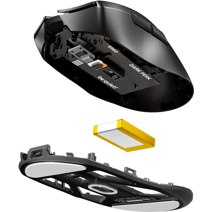 Be Quiet Dark Perk Ergo - Souris sans fil ergonomique, 55 g, capteur PixArt PAW3950, autonomie 110h, noir