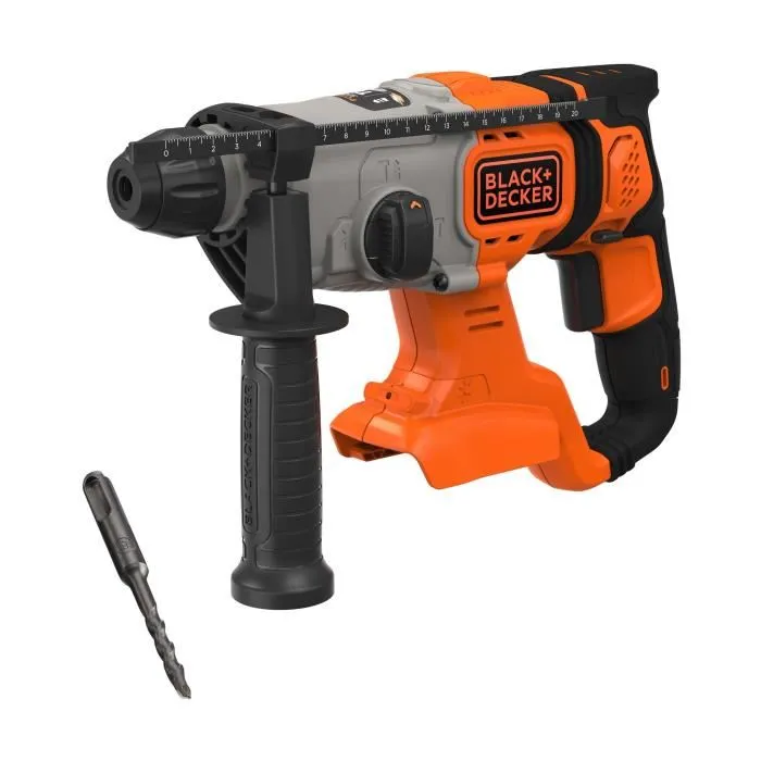 Black and Decker Perceuse à percussion SDS sans fil BCD900B - 18V, 1.2 J, 3 fonctions (perçage, perforation, burinage), sans batterie ni chargeur