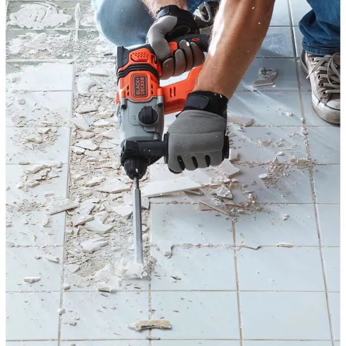 Black and Decker Perceuse à percussion SDS sans fil BCD900B - 18V, 1.2 J, 3 fonctions (perçage, perforation, burinage), sans batterie ni chargeur
