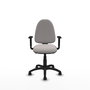 Chaise de bureau Aýna avec mécanisme Asincro, revêtement en simili cuir blanc. Équipée d'une base en polyamide noir, d'accoudoirs 1D et de roulettes pour parquet