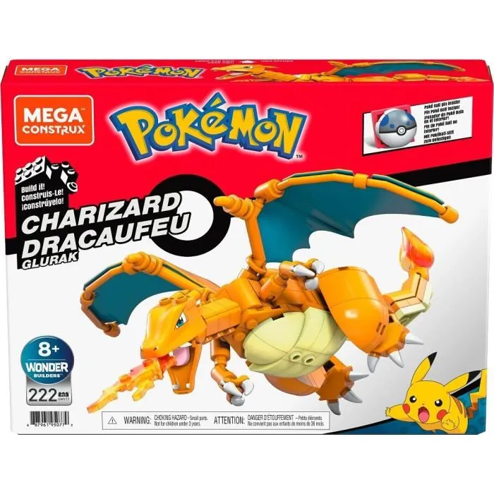Mega Construx Pokémon Dacofeu à construire - Figurine d'action réaliste de 210 pièces pour fans dès 8 ans