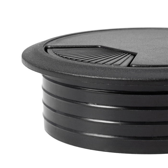 HERRAJES ALK Pasacable rond Ø60 H20 - Passe-câble circulaire noir en plastique pour organisation de câbles - Fabriqué en Europe