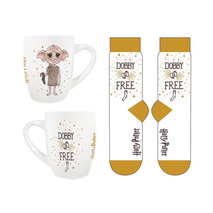 PYRAMID Set de Tasse et Chaussettes Dobby Harry Potter - Tasse en Céramique 315ml (Micro-ondes/Lave-vaisselle) - Chaussetnes Taille 36-41