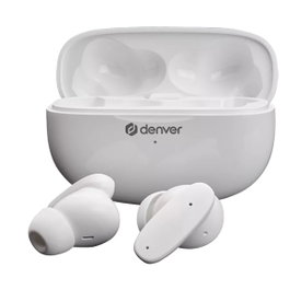 Denver TWE-49ENC Écouteurs Bluetooth Blanc avec réduction de bruit ENC, autonomie 6,5h, étui de charge