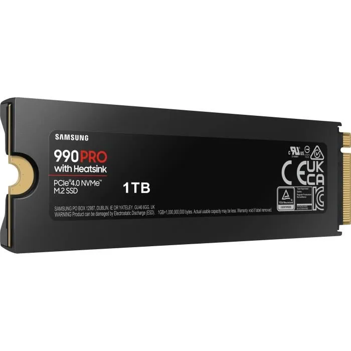Samsung SSD 990 PRO 1 To MZ-V9P1T0GW, Interne NVMe avec dissipateur thermique et RGB, Performances extrêmes pour PC et PS5, DirectStorage