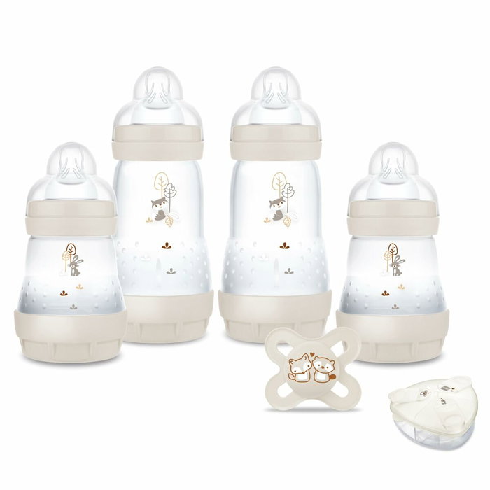 MAM Coffret Naissance - 4 Biberons + 1 Sucette + 1 Boîte Doseuse - Sable