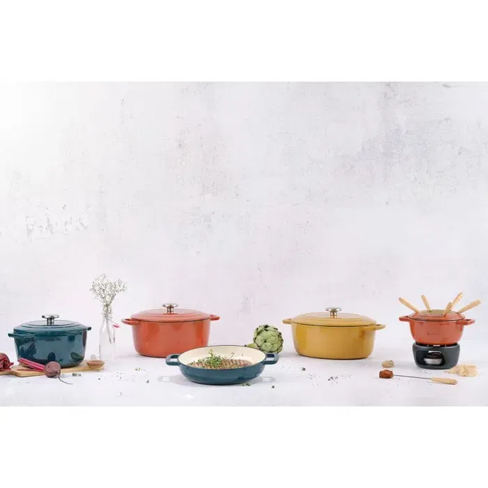 Cosy & Trendy Cocotte en Fonte Émaillée Fontestic 28 cm - Fonte Durable, Tous Feux Dont Induction - Poêle à Grill, Série Fontestic, Couleur Rouille