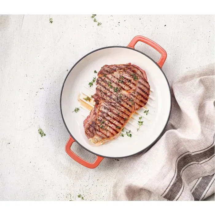 Cosy & Trendy Cocotte en Fonte Émaillée Fontestic 28 cm - Fonte Durable, Tous Feux Dont Induction - Poêle à Grill, Série Fontestic, Couleur Rouille