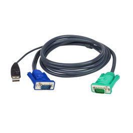 Aten Câble KVM USB 5 m avec connecteur SPHD 3 en 1 pour clavier, souris et vidéo - Compatible HDB et USB