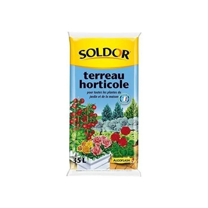 Soldor Terreau horticole 35 L pour plantations et rempotages intérieur et extérieur