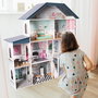 DEQUBE Maison de Poupées 4 Étages Premium en Bois avec 13 Accessoires et Meubles - Taille XL 130.3 x 36 x 134.5 cm - À partir de 3 Ans