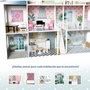 DEQUBE Maison de Poupées 4 Étages Premium en Bois avec 13 Accessoires et Meubles - Taille XL 130.3 x 36 x 134.5 cm - À partir de 3 Ans