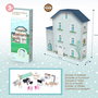DEQUBE Maison de Poupées 4 Étages Premium en Bois avec 13 Accessoires et Meubles - Taille XL 130.3 x 36 x 134.5 cm - À partir de 3 Ans