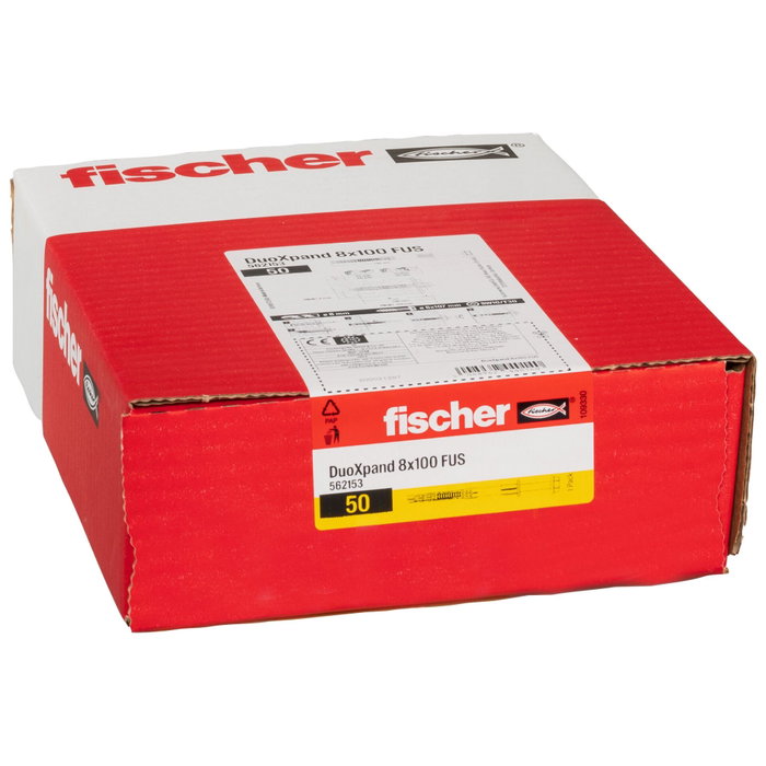 FISCHER SXRL 8 Cheville en nylon à vis avec trou central 8x100 mm