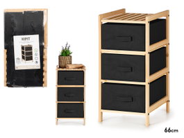KIPIT Étagère en bambou 3 tiroirs Bambu + Negro