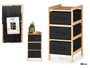 Kipit Étagère Bambou 3 Tiroirs Noir 36x34x66 cm (Set de 2)