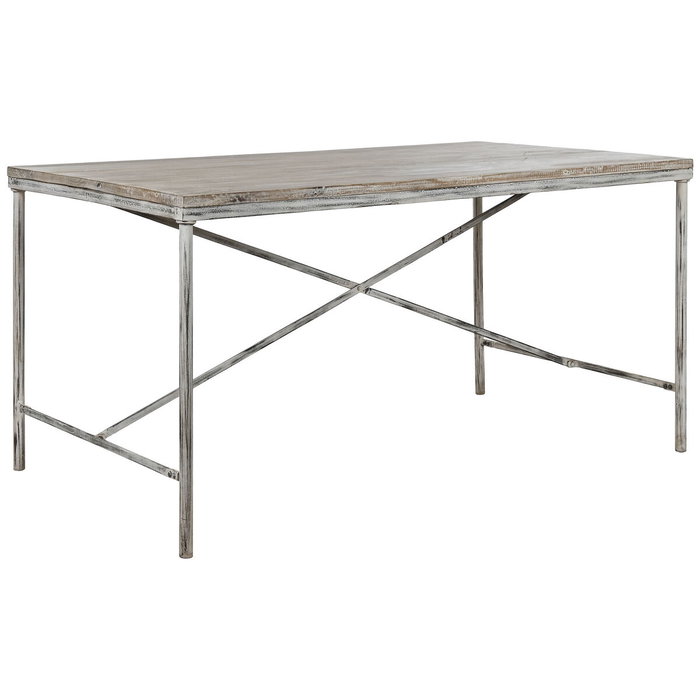 Table de Salle à Manger Home ESPRIT Blanc Fer Bois de manguier 160 X 90 X 80 cm Table de Salle à Manger Home ESPRIT Blanc Fer Bois de manguier 160 X 90 X 80 cm