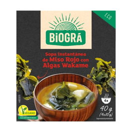 Biográ Soupe Miso Rouge avec Algues Wakame 4 sachets de 10g