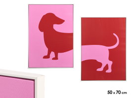 GIFTDECOR Lot de 4 Tableaux Chien Assorti 50x70cm Rouge + Rose