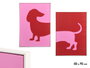 Giftdecor Tableau Chien Assorti 50x70 cm Toile et Bois MDF Cadre Blanc (Set de 4)