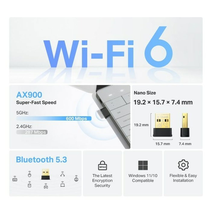 TP-Link Archer TX10UB Nano - Clé USB Wi-Fi AC1300, adaptateur réseau sans fil 2.4/5 GHz, USB 3.0, compatibilité WPA3 TP-Link Archer TX10UB Nano - Clé USB Wi-Fi AC1300, adaptateur réseau sans fil 2.4/5 GHz, USB 3.0, compatibilité WPA3