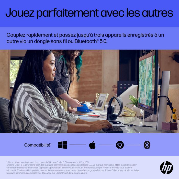 HP Souris sans fil rechargeable ambidextre Bluetooth 5.3 programmable avec capteur haute précision et autonomie 90 jours - Modèle 715