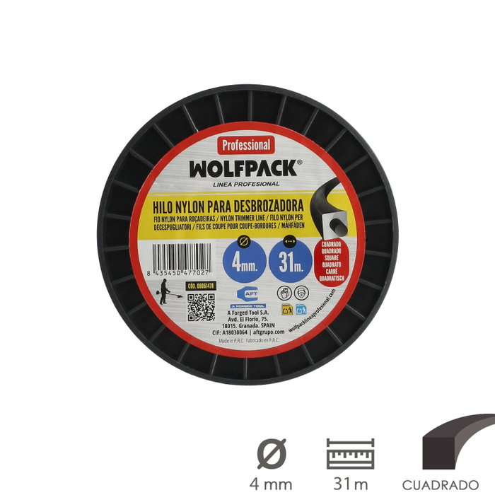 WOLFPACK LINEA PROFESIONAL Fil Nylon Carré Professionnel Ø 4,0 mm (31 m)