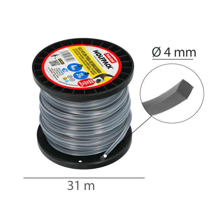 WOLFPACK LINEA PROFESIONAL Fil Nylon Carré Professionnel Ø 4,0 mm (31 m)