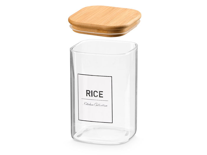 Vivalto Bouteille Carrée en Borosilicate avec Couvercle Bambou Rice 1,2L 10x15x10 cm (Set de 12)
