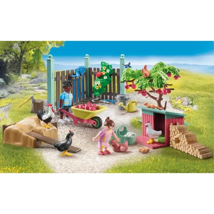 Playmobil 71510 My Life - Poulailler et jardin, jeu de construction avec 77 pièces, pour enfants dès 4 ans