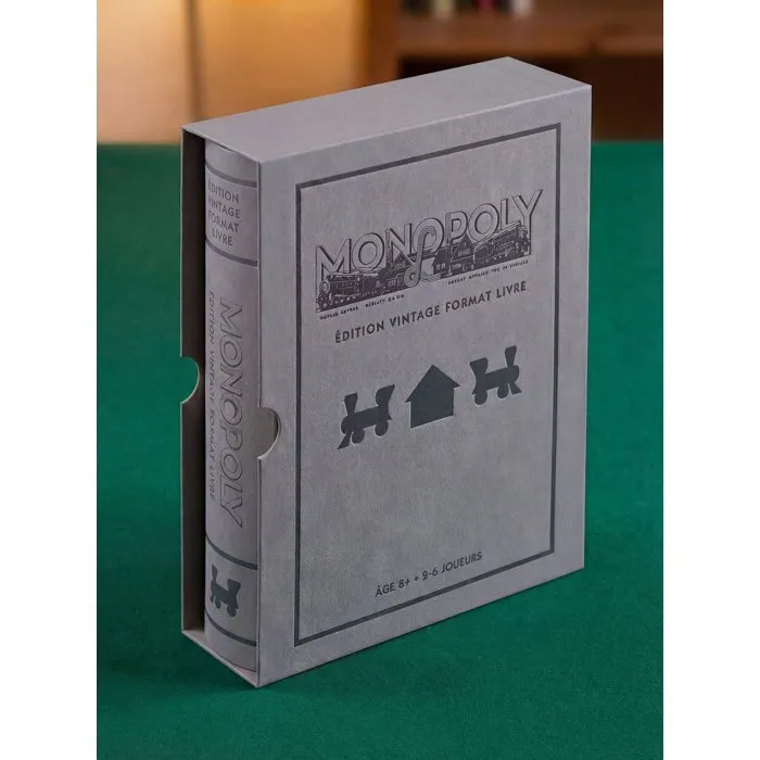 Megableu Monopoly - Édition vintage format livre - Jeu de société en français pour les 8 ans et plus
