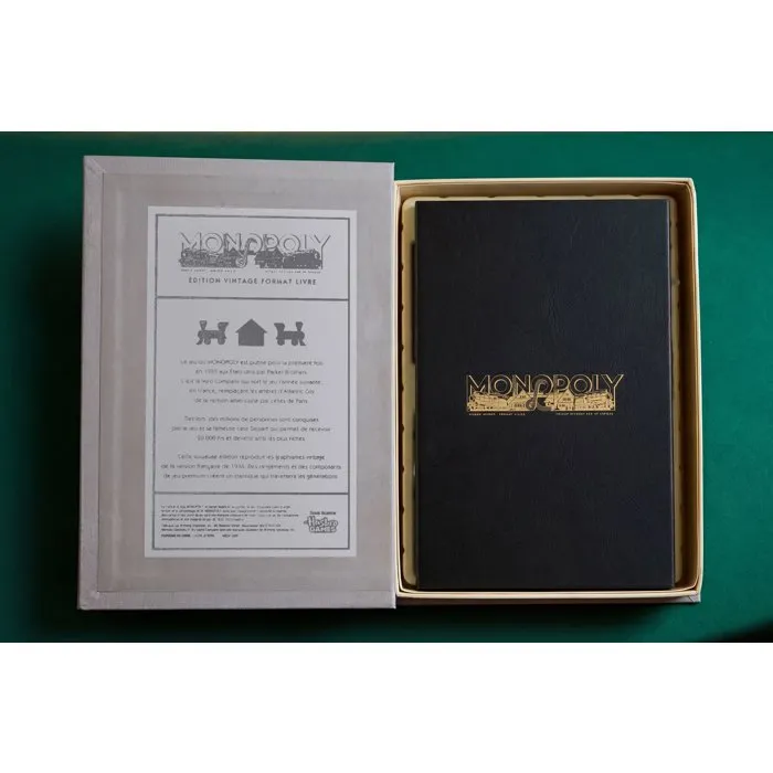 Megableu Monopoly - Édition vintage format livre - Jeu de société en français pour les 8 ans et plus
