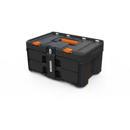Worx by Keter Rangement Stack N Roll 2 tiroirs 48 x 33 x 23 cm Noir pour organisation outils et accessoires