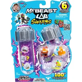 MrBeast Lab Swarms Fusion - Figurine à Collectionner - Tube avec 6 Mini Figurines de 2.5 cm - Jeu pour Enfants Dès 5 Ans