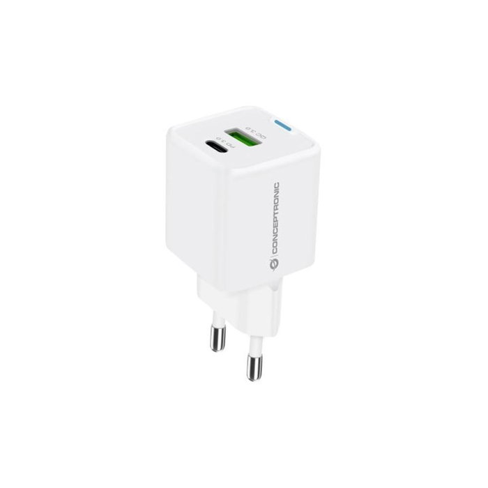 Conceptronic Chargeur Mural Althea 16W 33W + Blanc - 2 Prises Universelles