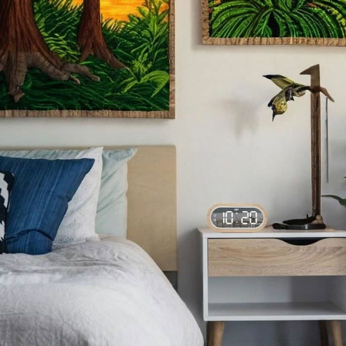 CGV Réveil ACUNA en bois massif beige