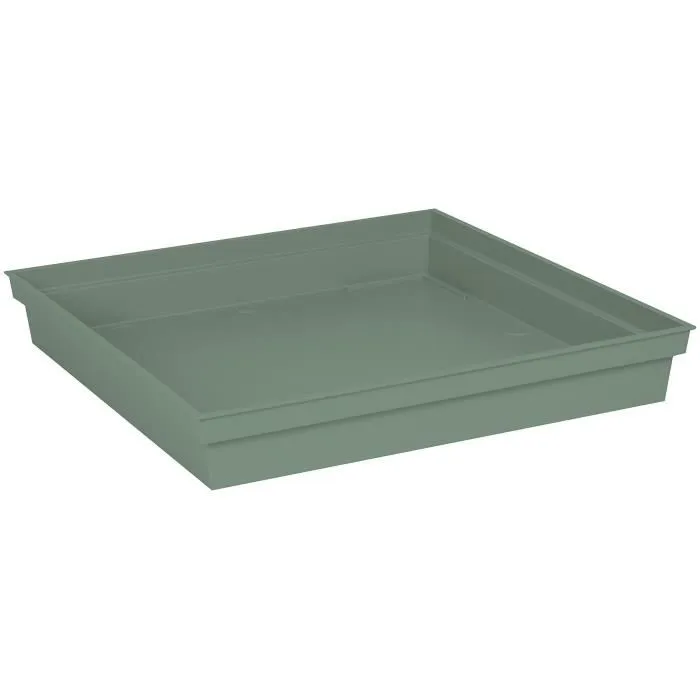 EDA Soucoupe Carrée Toscane 40 cm pour Pot de Fleurs 50 cm - Vert Laurier - 40 x 40 x 5.9 cm