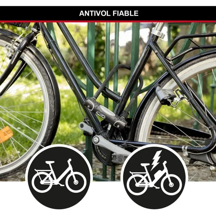 Master Lock Antivol vélo U 8195EURDPROCOLWR - Acier cémenté, anse 13 mm, 28 cm, clé, cylindre à disque, rouge